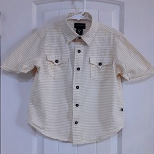 TRUE RELIGION Cotton SS Button Front Shirt Size 5 Tacking Twill Embroidered
